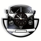 Vintage Minibus Wall Clock - Silent, Retro Vinyl Decor 30cm 0