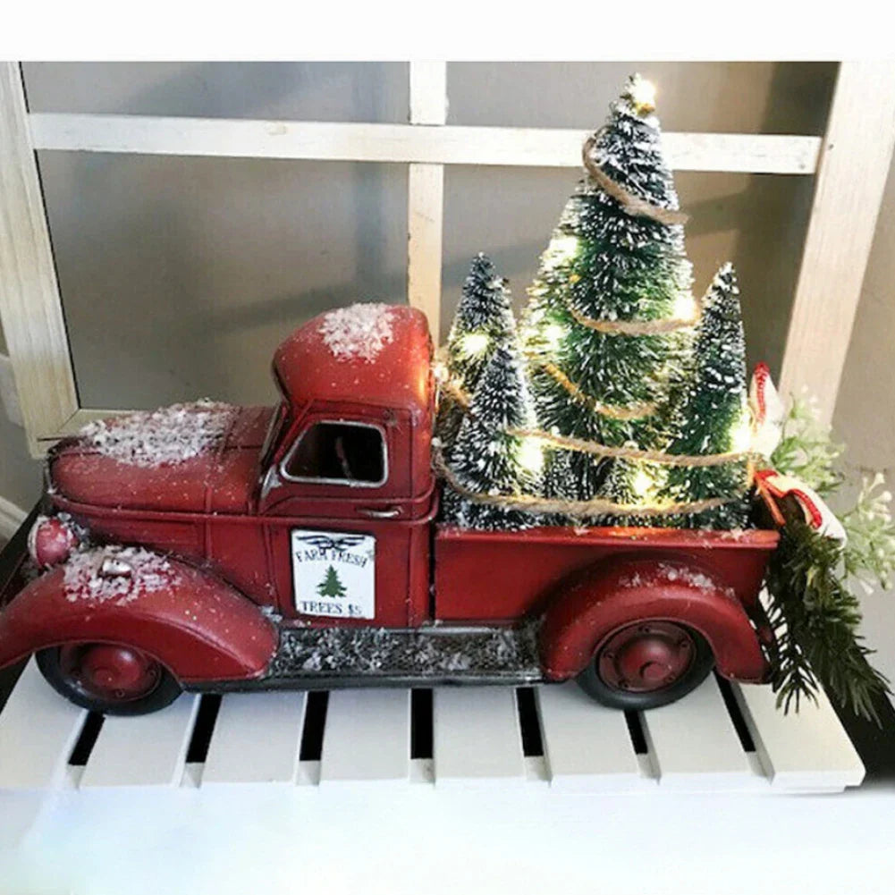 Vintage Red Truck Christmas Ornament - Rustic Tree Decorations 2