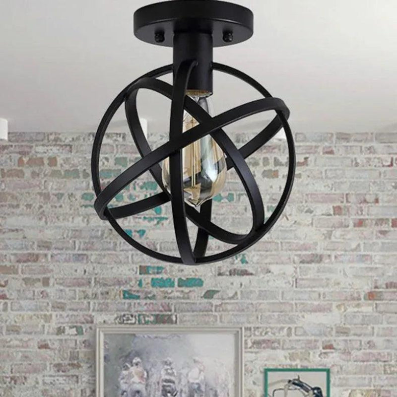 Vintage Round Flush Mount Ceiling Light - Durable Metal Fixture 0
