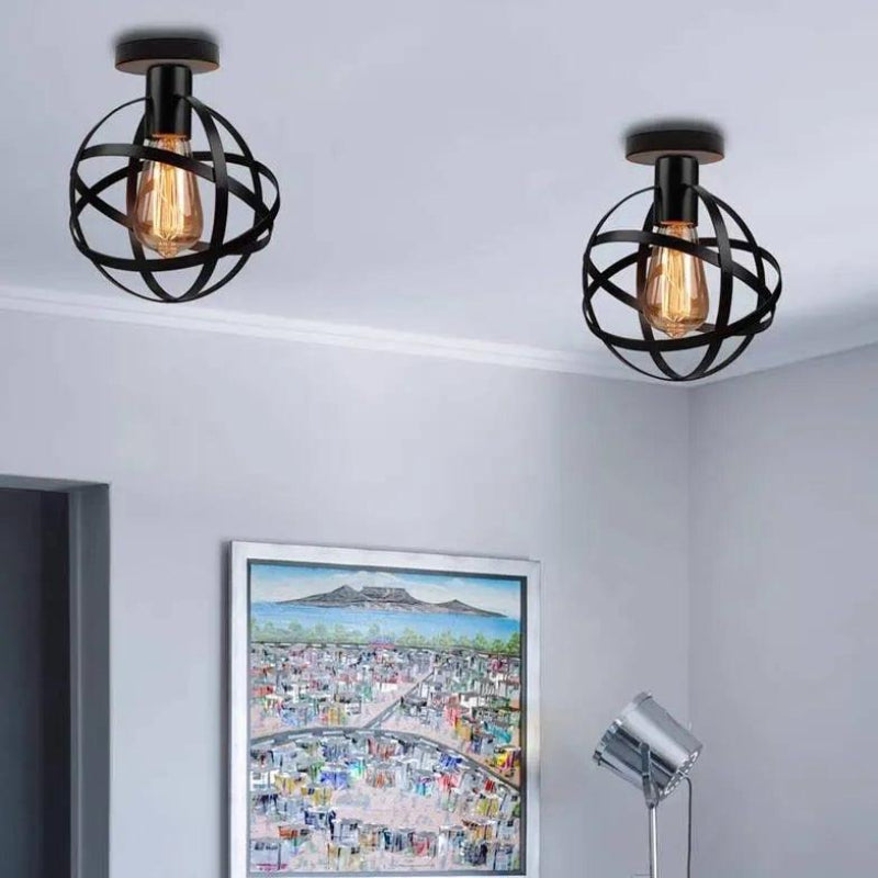 Vintage Round Flush Mount Ceiling Light - Durable Metal Fixture 1
