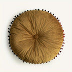 Vintage Round Quilted Ottoman Cushion - Soft Velvet Comfort & Style 0