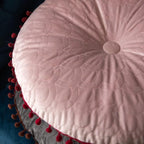 Vintage Round Quilted Ottoman Cushion - Soft Velvet Comfort & Style 6