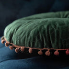 Vintage Round Quilted Ottoman Cushion - Soft Velvet Comfort & Style 7