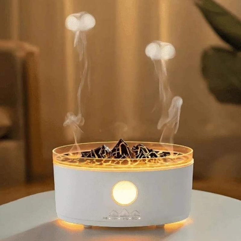 Volcanic Mist Aromatherapy Diffuser with LED Flame Light, Essential Oil and Air Purifier, Remote Control, Compact Design, 300ml Capacity 0