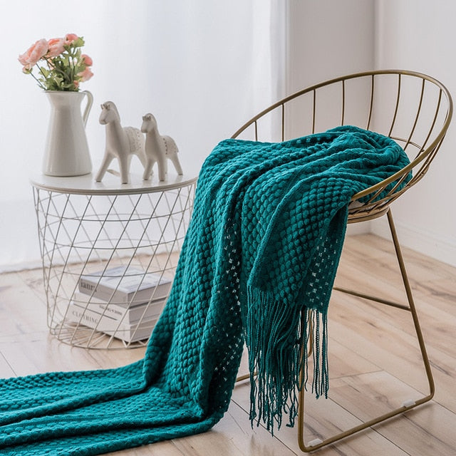 Waffle Knit Throw Blanket, Acrylic Material, 50 × 79 Inches, Machine Washable 2