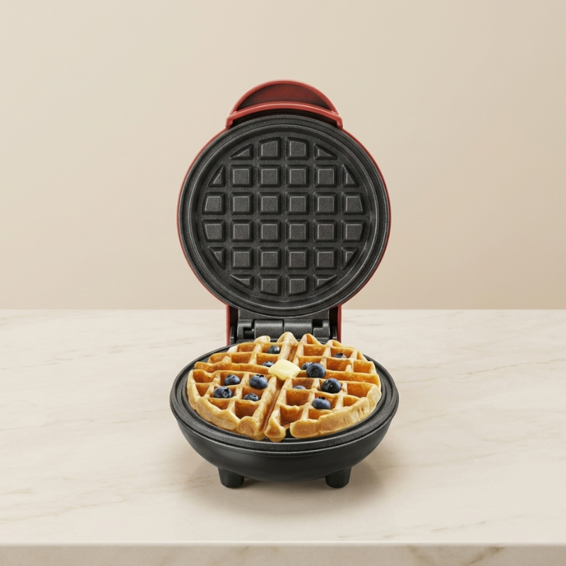 Waffle Maker Electric Mini 250W Non Stick Plates Compact, Design for Crispy Waffles