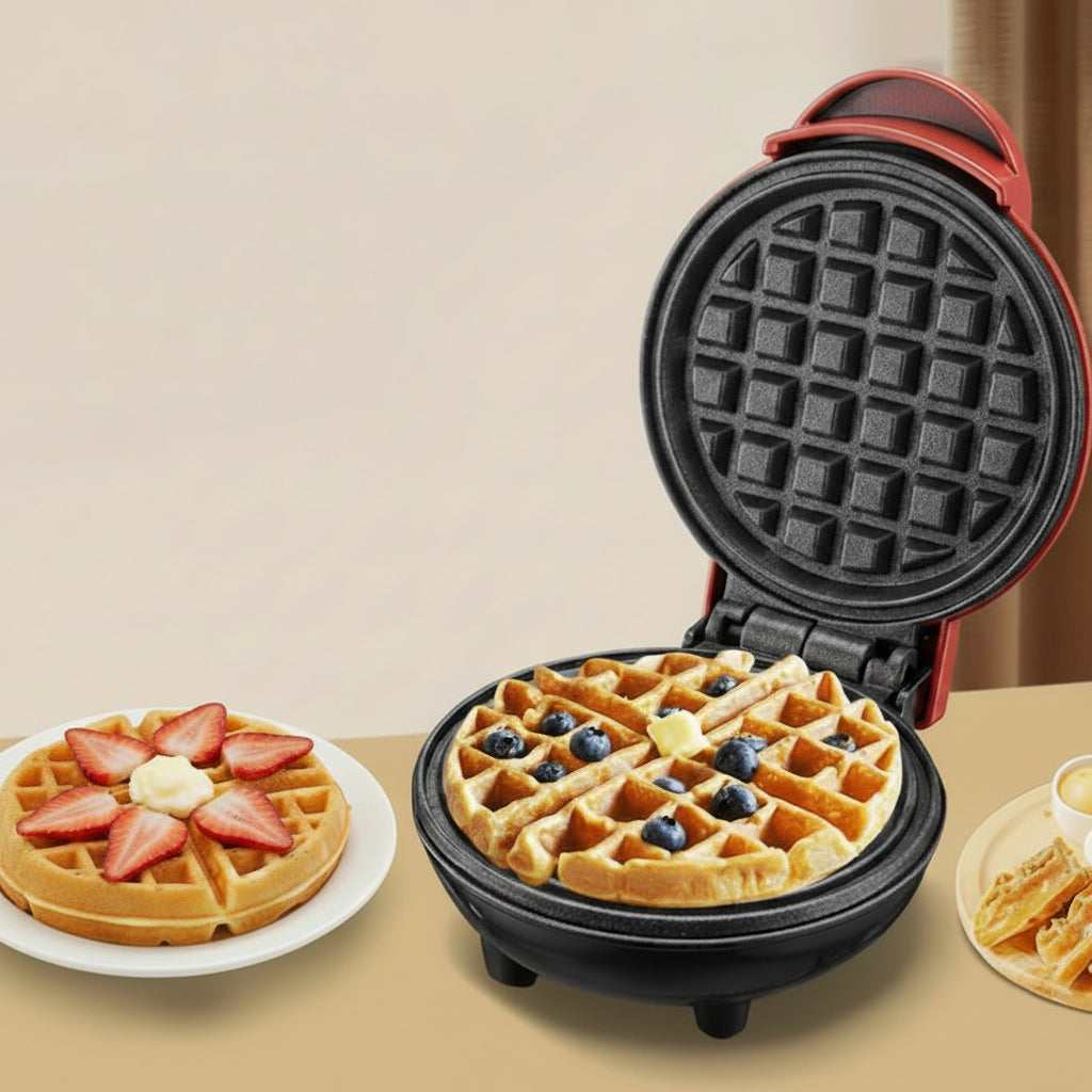 Waffle Maker Electric Mini 250W Non Stick Plates Compact, Design for Crispy Waffles 1