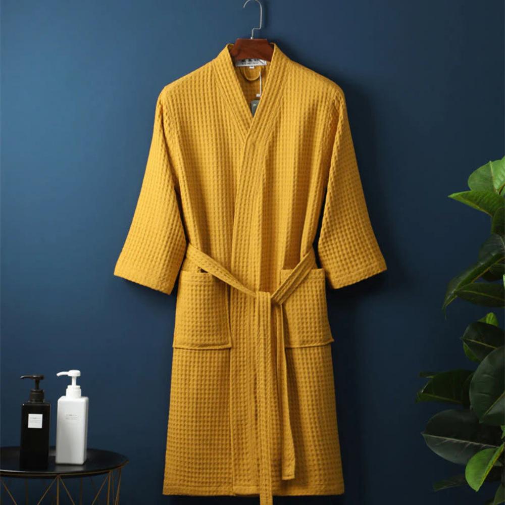 Waffle V-Neck Bathrobe - Soft Cotton, Adjustable Fit, Women's Robe 0