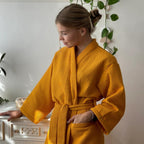 Waffle V-Neck Bathrobe - Soft Cotton, Adjustable Fit, Women's Robe 1