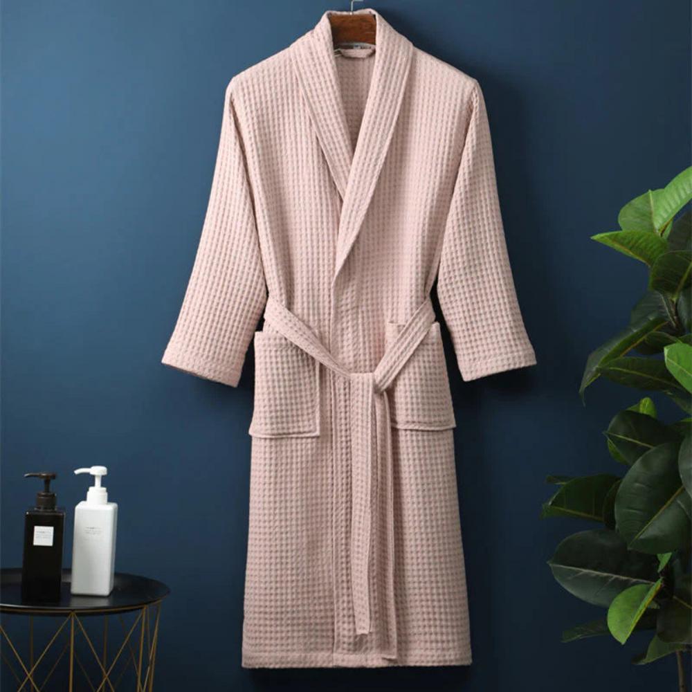 Waffle V-Neck Bathrobe - Soft Cotton, Adjustable Fit, Women's Robe 4