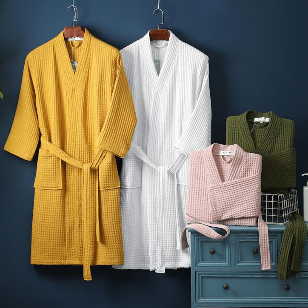 Waffle V-Neck Bathrobe - Soft Cotton, Adjustable Fit, Women's Robe 5