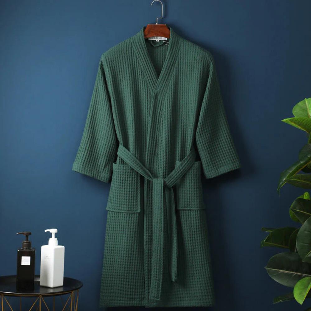 Waffle V-Neck Bathrobe - Soft Cotton, Adjustable Fit, Women's Robe 7