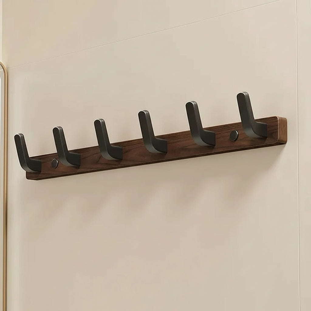 Wall-Mounted Coat Hook, Wood and Metal Design in Black Finish – Stylish Wall Hooks for Entryway, Bedroom, and Bathroom Storage 3