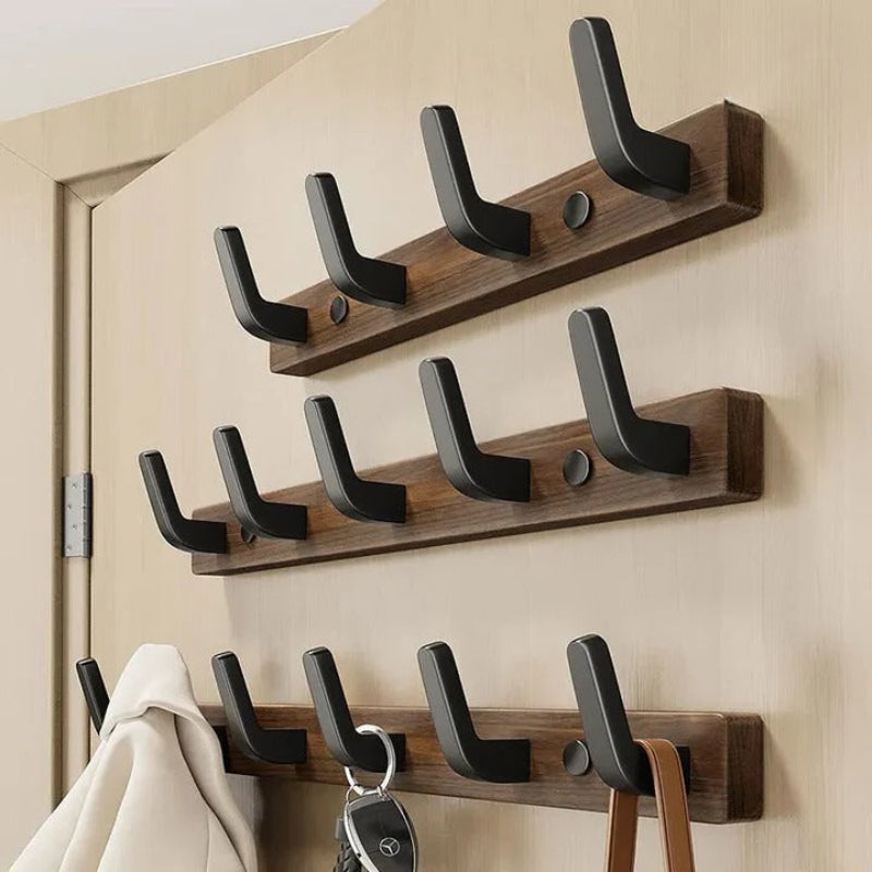 Wall-Mounted Coat Hook, Wood and Metal Design in Black Finish – Stylish Wall Hooks for Entryway, Bedroom, and Bathroom Storage 4