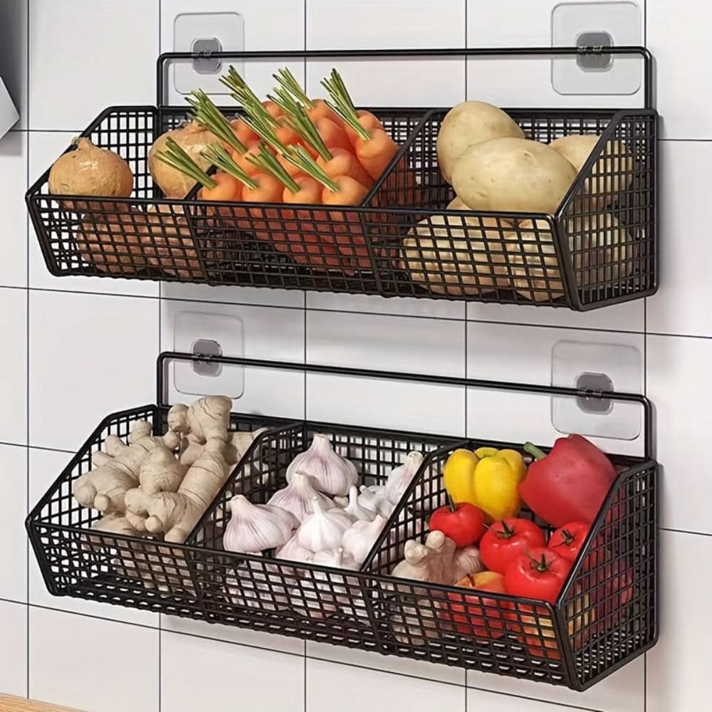 Wall-Mounted Kitchen Storage Basket - Space-Saving & Stylish Organizer 0