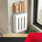 Wall-Mounted Knife Holder for Kitchen Organization - No-Drill Adhesive Knife Storage, Durable Plastic, Black or White Options 3