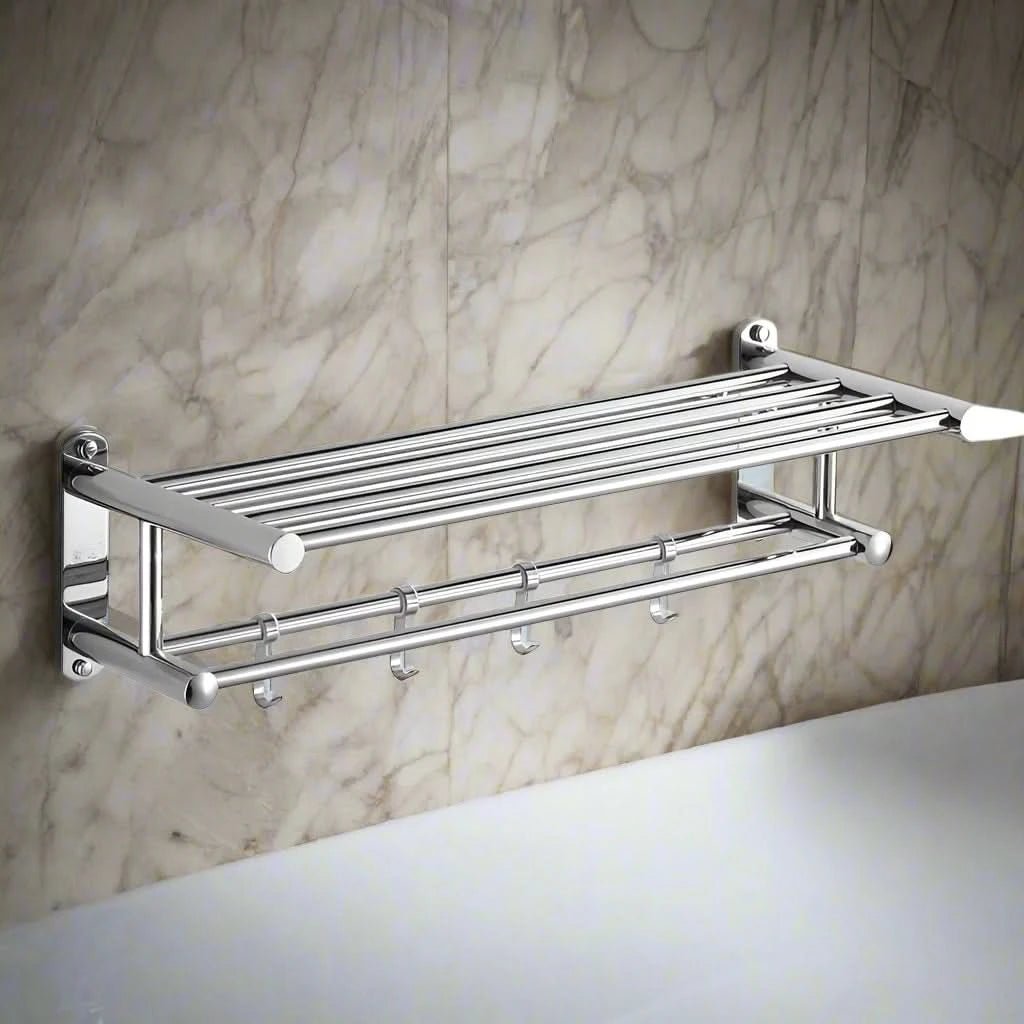 Wall-Mounted Stainless Steel Towel Rack - Space-Saving Bathroom Towel Storage for Towels and Bathrobes 1