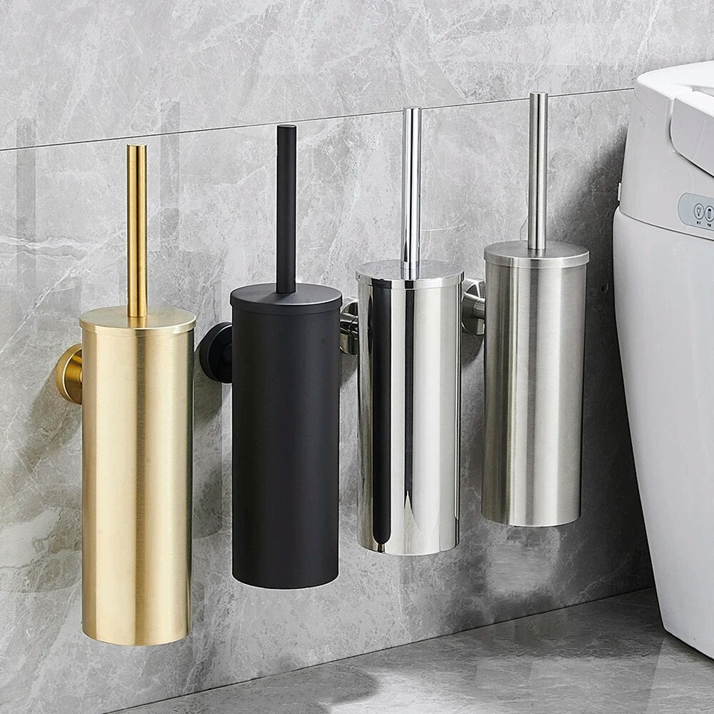 Wall-Mounted Toilet Brush Holder - Stylish Stainless Steel Design 3