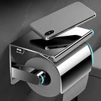 Wall-Mounted Toilet Paper Holder with Shelf - Dust Protection & Space Saving 2