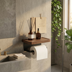 Wall-Mounted Walnut Holder - Space-Saving Utility for Modern Bathrooms 0