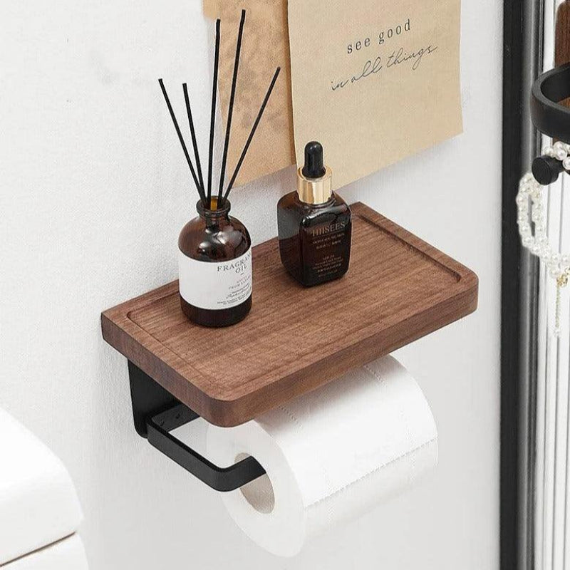 Wall-Mounted Walnut Holder - Space-Saving Utility for Modern Bathrooms 1