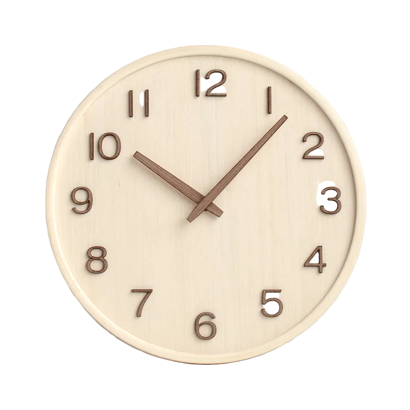 Wall Clock 30 cm Quartz Battery Operated Wood Walnut Oak 6