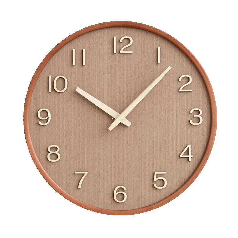 Wall Clock 30 cm Quartz Battery Operated Wood Walnut Oak 7