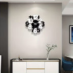 Modern wall clock on a neutral wall in a stylish interior setting.