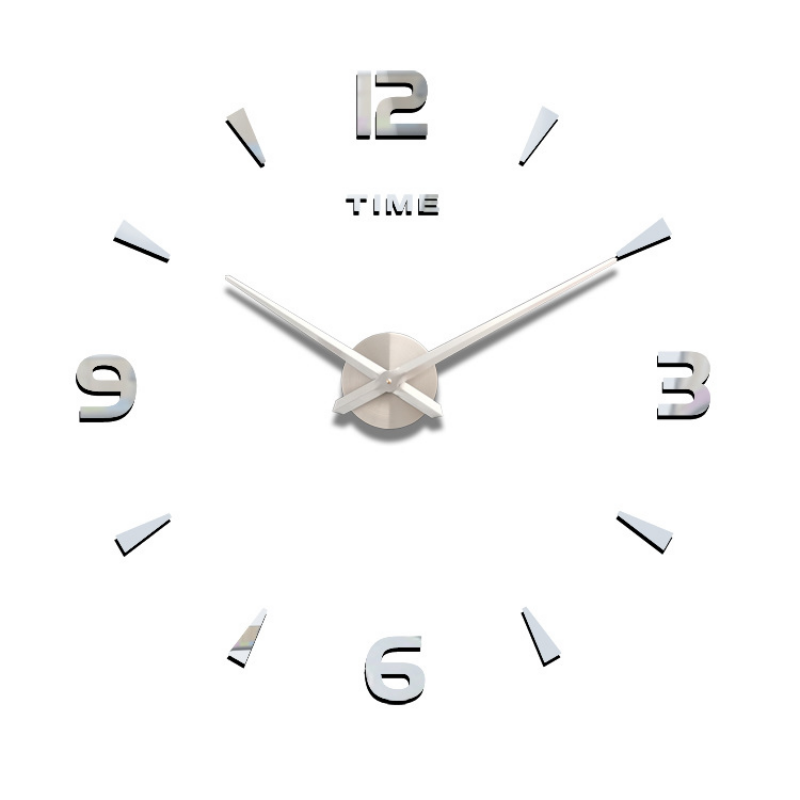 Large wall clock with metallic finish on a white background