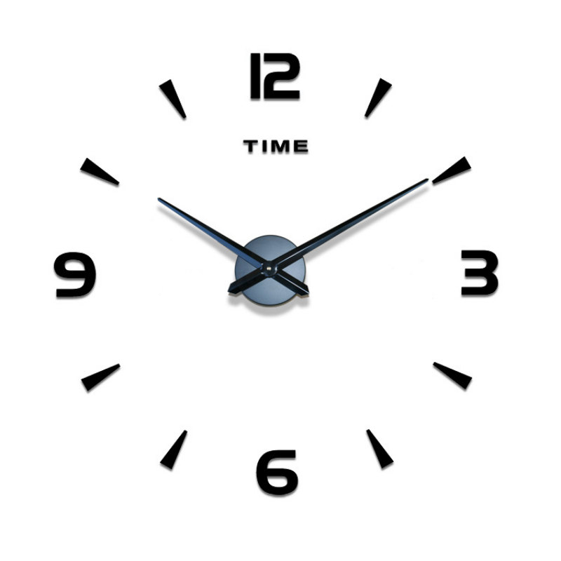 Black clock face with white background