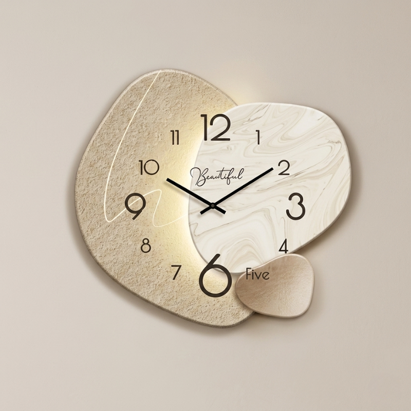 Wall Clock Analog Quartz Metal Glass Silent Movement 