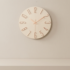 Wall Clock Frameless Plastic Wood Texture Silent Movement