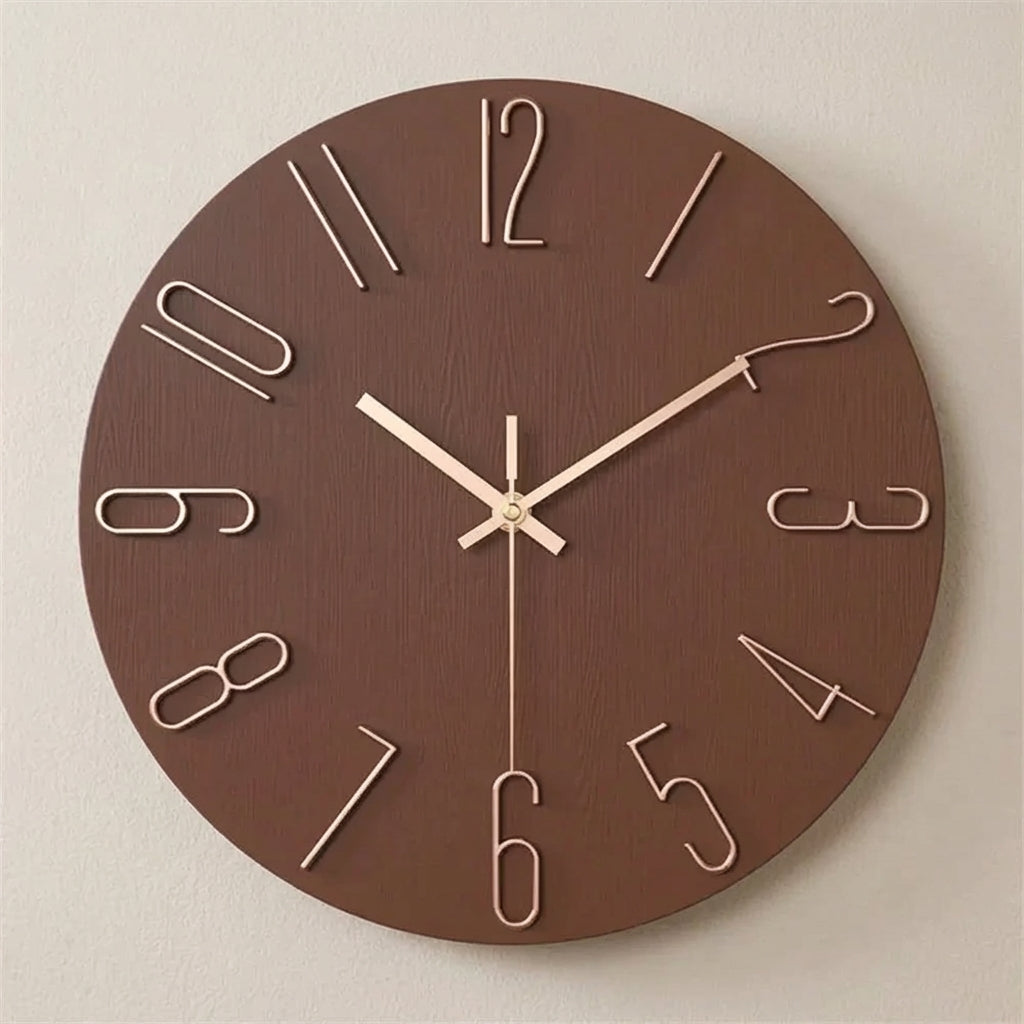 Wall Clock with Frameless Design, 3D Numerals, Quartz Movement 1