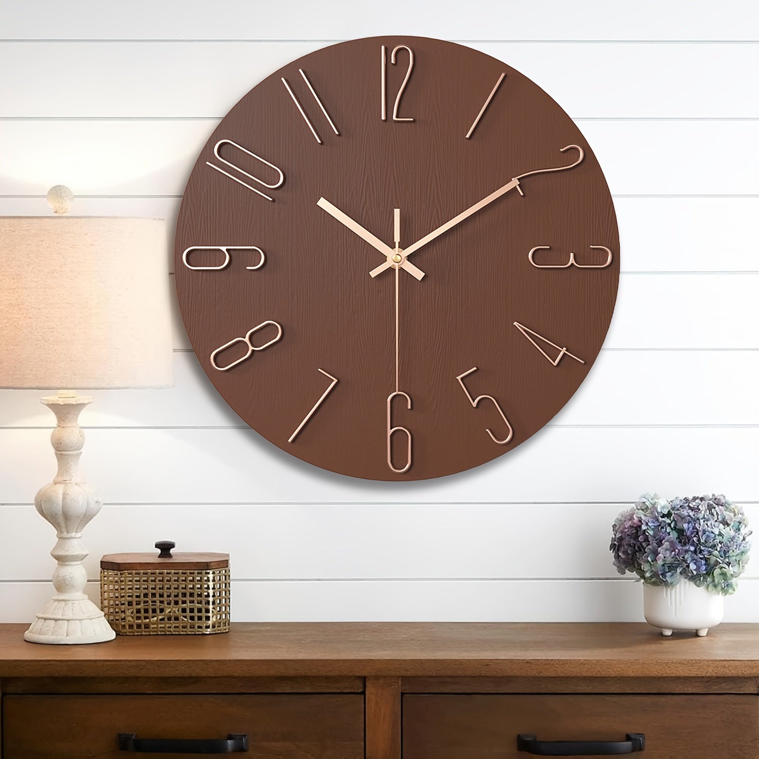 Wall Clock with Frameless Design, 3D Numerals, Quartz Movement 4