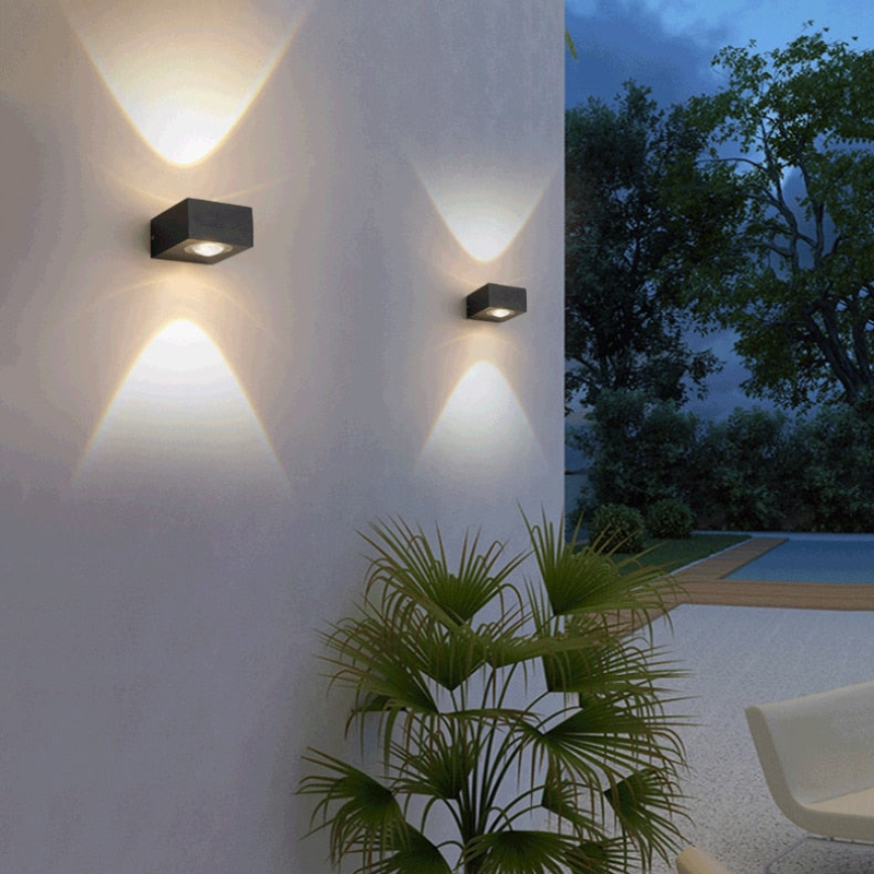 Wall Lamp Outdoor LED 6W Black Waterproof Aluminum, Dual Direction LED Wall Lighting 6