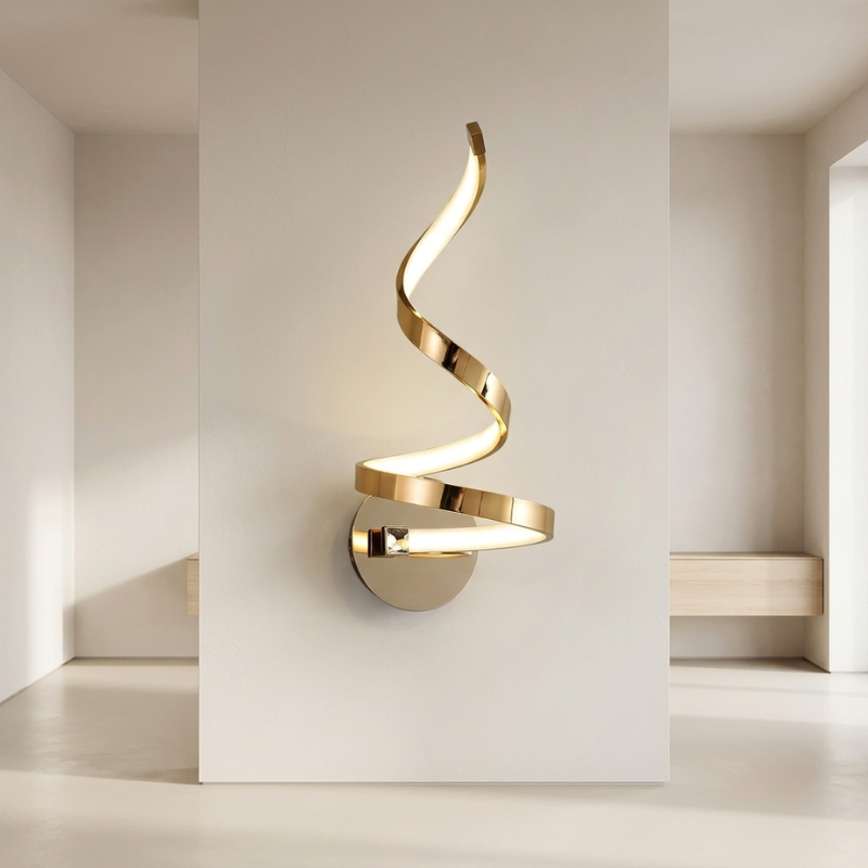 Wall Light LED Spiral 15 W Chrome Metal Acrylic Warm Cool White, Soft Illumination