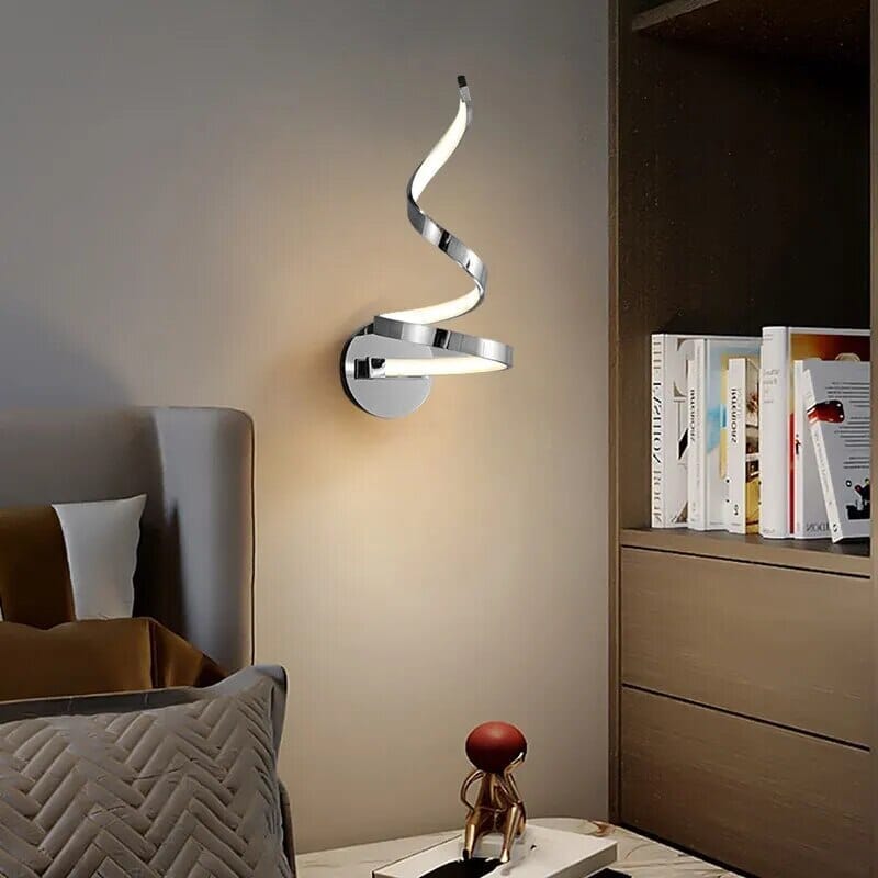 Wall Light LED Spiral 15 W Chrome Metal Acrylic Warm Cool White, Soft Illumination 4