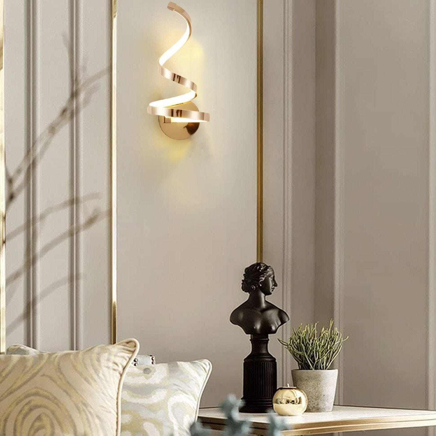 Wall Light LED Spiral 15 W Chrome Metal Acrylic Warm Cool White, Soft Illumination 6
