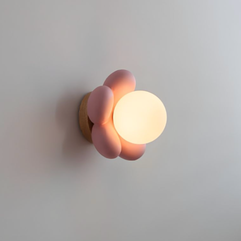 Wall Light Resin ABS Flower Globe Design G9 Base 16 cm Hardwired White or Pink 01
