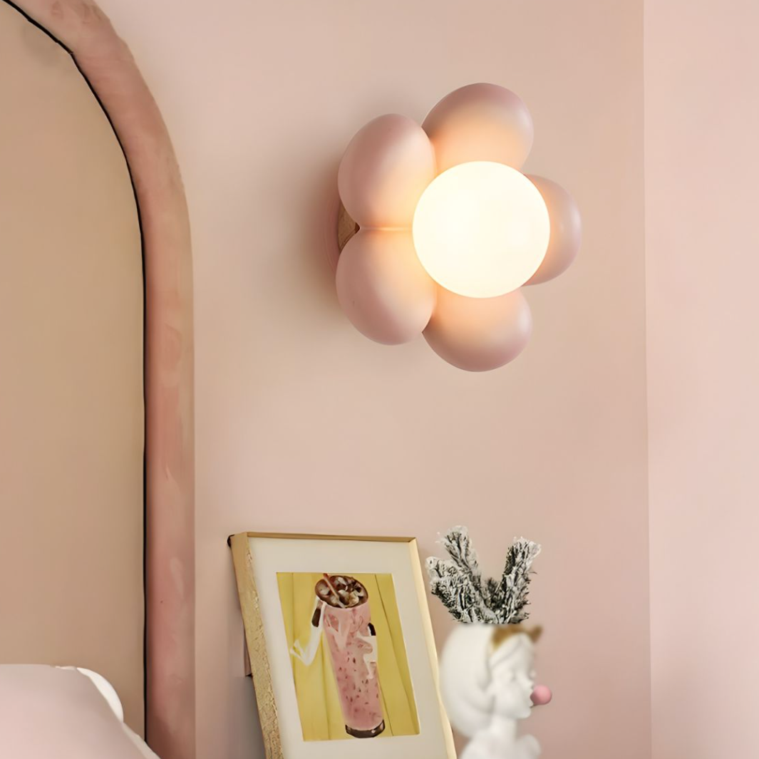 Wall Light Resin ABS Flower Globe Design G9 Base 16 cm Hardwired White or Pink 02