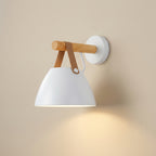 Wall Light White Cone Metal Leather Strap LED Compatible Indoor 1