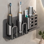 Wall Mounted Black Electric Toothbrush Holder - Space-Saving Design 0