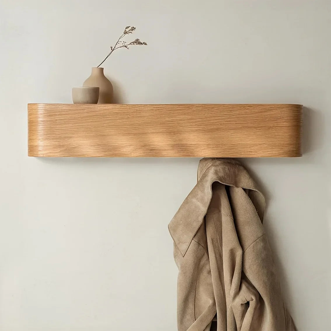 Wall Mounted Coat Rack - Space-Saving Design with Shelf & Hooks 0