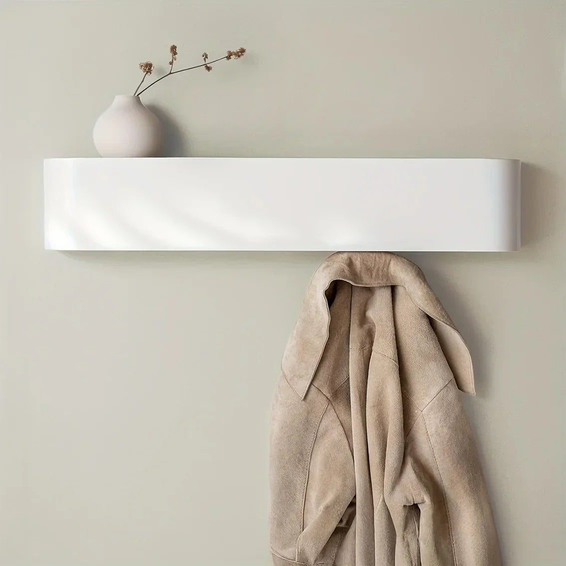 Wall Mounted Coat Rack - Space-Saving Design with Shelf & Hooks 7