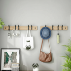 Wall Mounted Coat Rack - Stylish Bamboo Design with Sturdy Aluminum Hooks 1