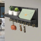Wall Mounted Key Organizer, 7 Hooks, Storage Shelf, Entryway Design 4