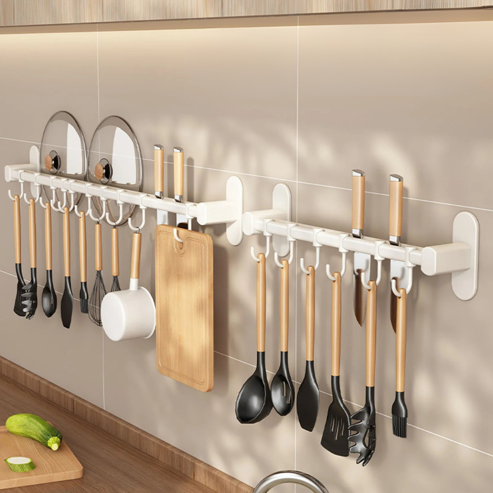 Wall Mounted Kitchen Hook Rack - Space-Saving Utensil Organizer 1
