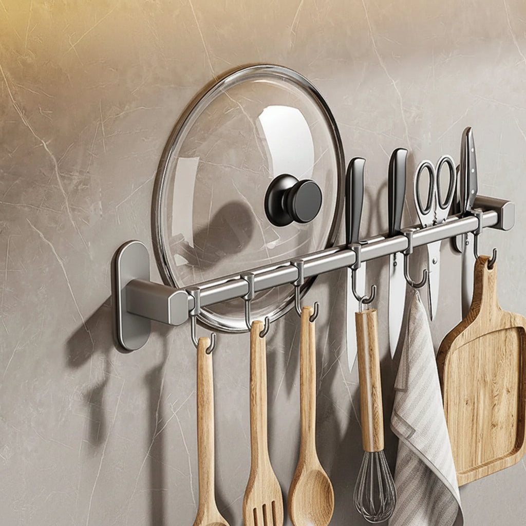 Wall Mounted Kitchen Hook Rack - Space-Saving Utensil Organizer 10