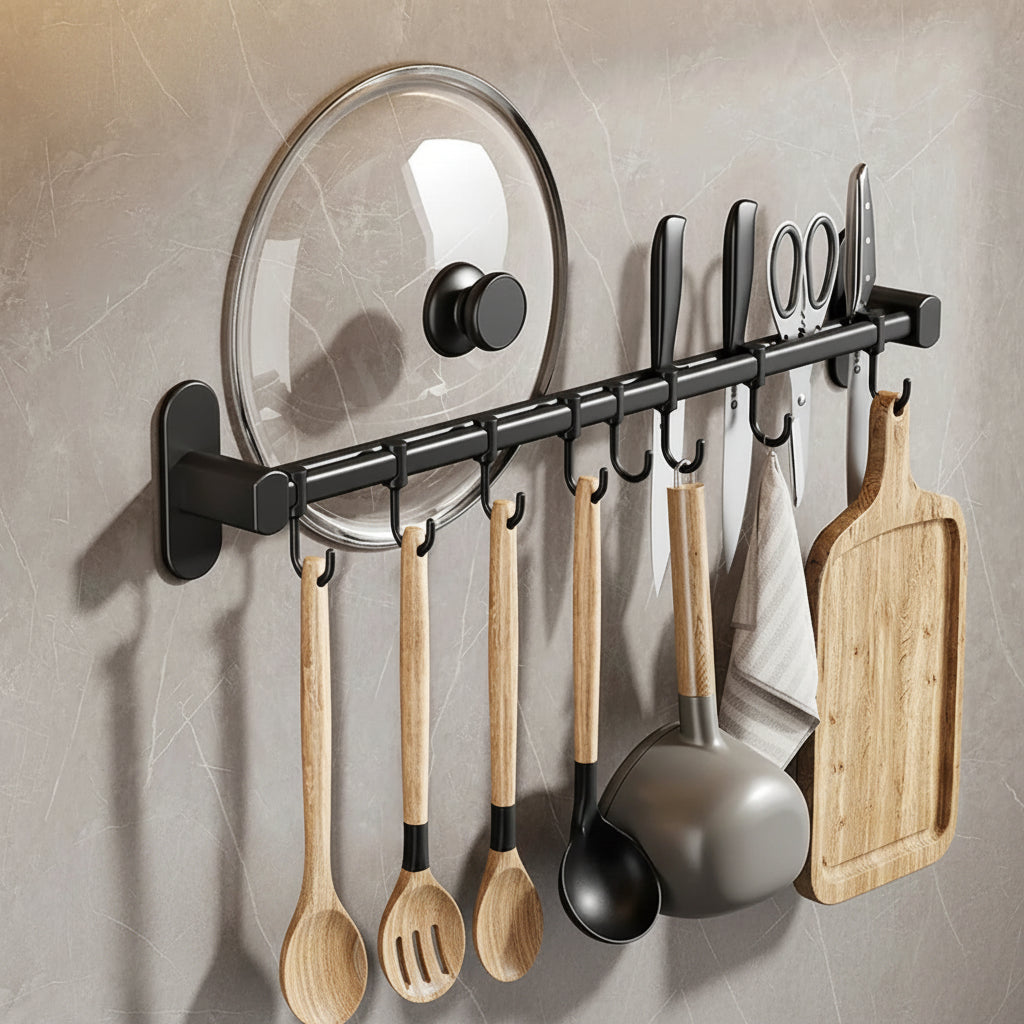 Wall Mounted Kitchen Hook Rack - Space-Saving Utensil Organizer 12
