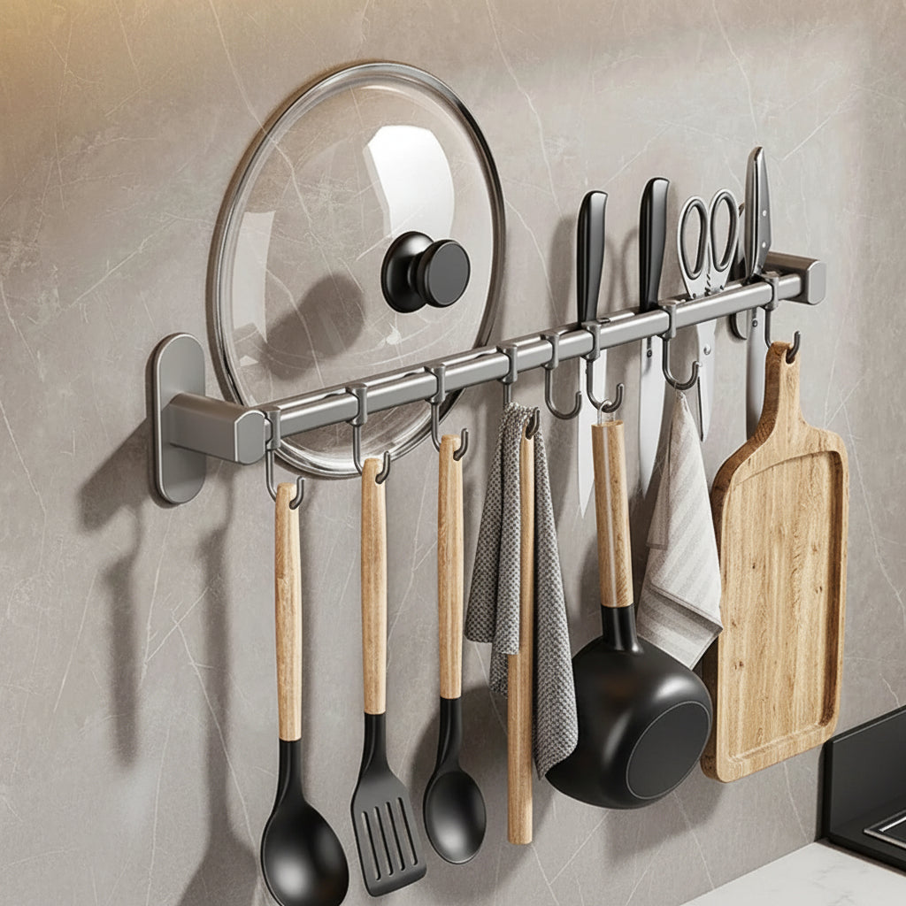Wall Mounted Kitchen Hook Rack - Space-Saving Utensil Organizer 14